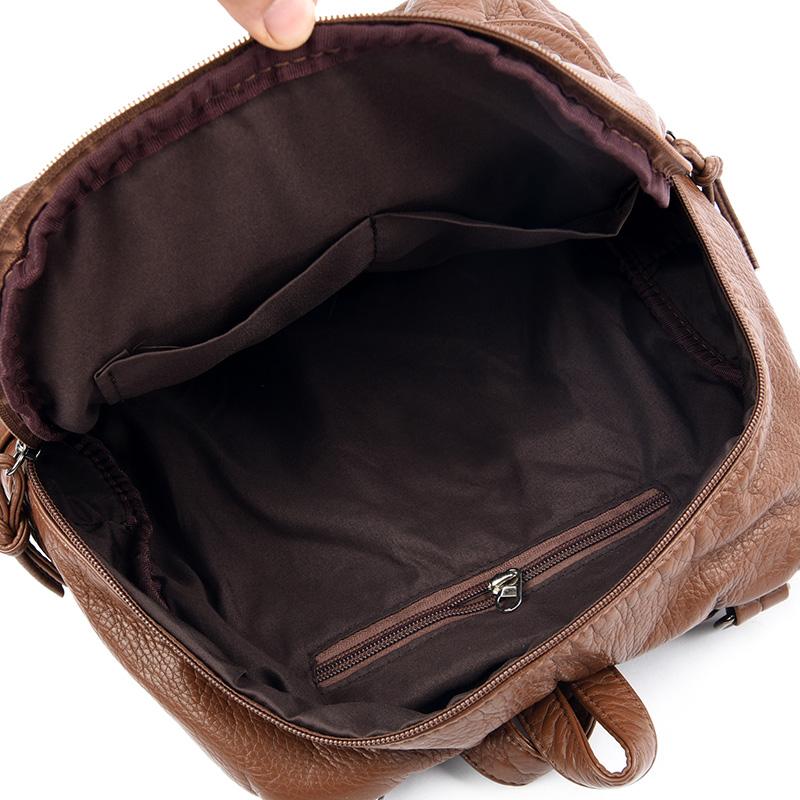 2025 Soft Leather Women Backpacks Rivet Multifunctional Shoulder Bags Female Retro Travel Teenage Girl Fashion Schoolbag