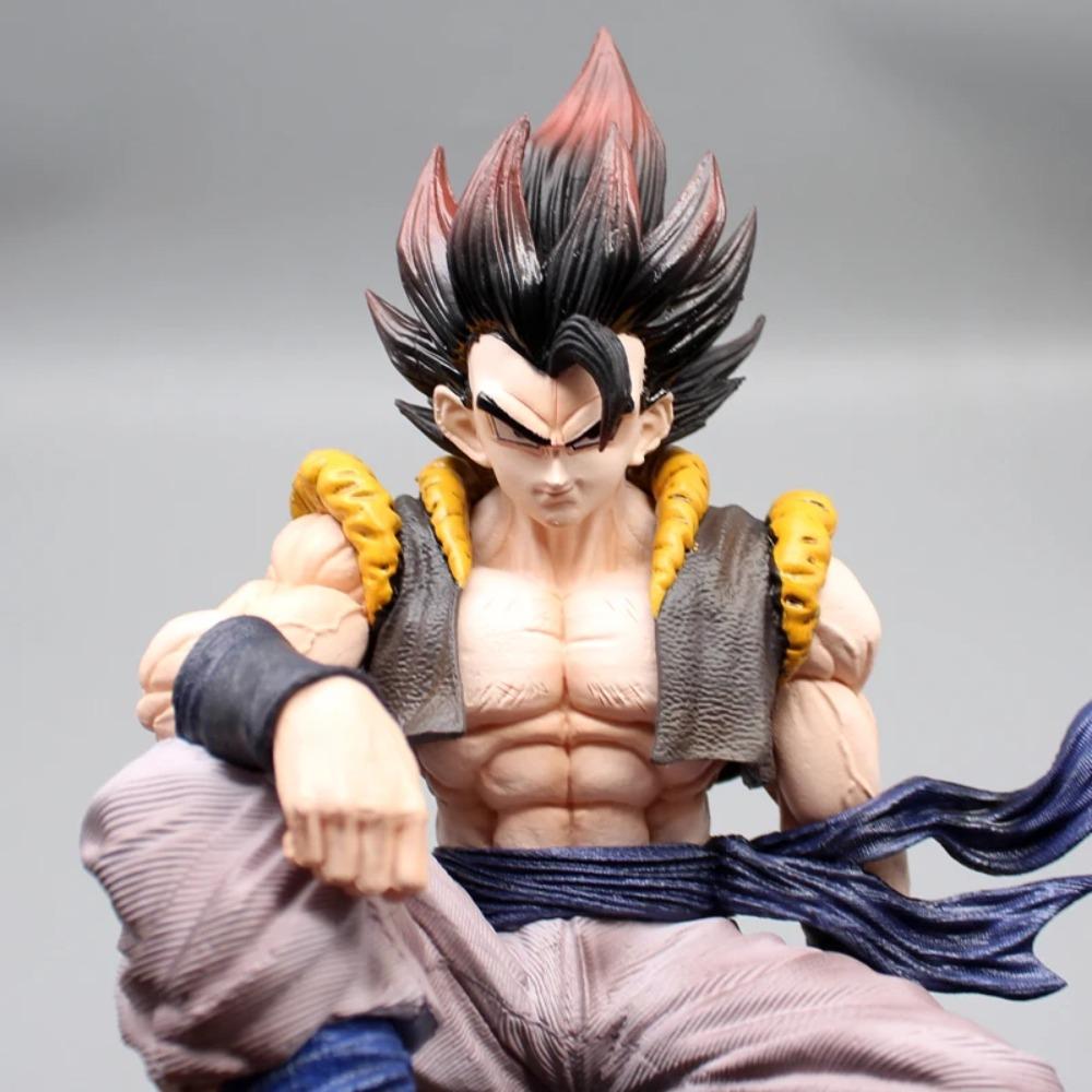2024 25cm Anime Dragon Ball Figure Gk Three Head Replaceable Sitting Posture Gogeta Figure Model Ornaments Toy Birthday Gift