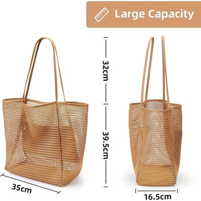 Summer Swimming Net Bag for Beach Bag with Large Capacity Net Pocket, Children's Swimming Suit Storage Bag, Folding Woven Bag
