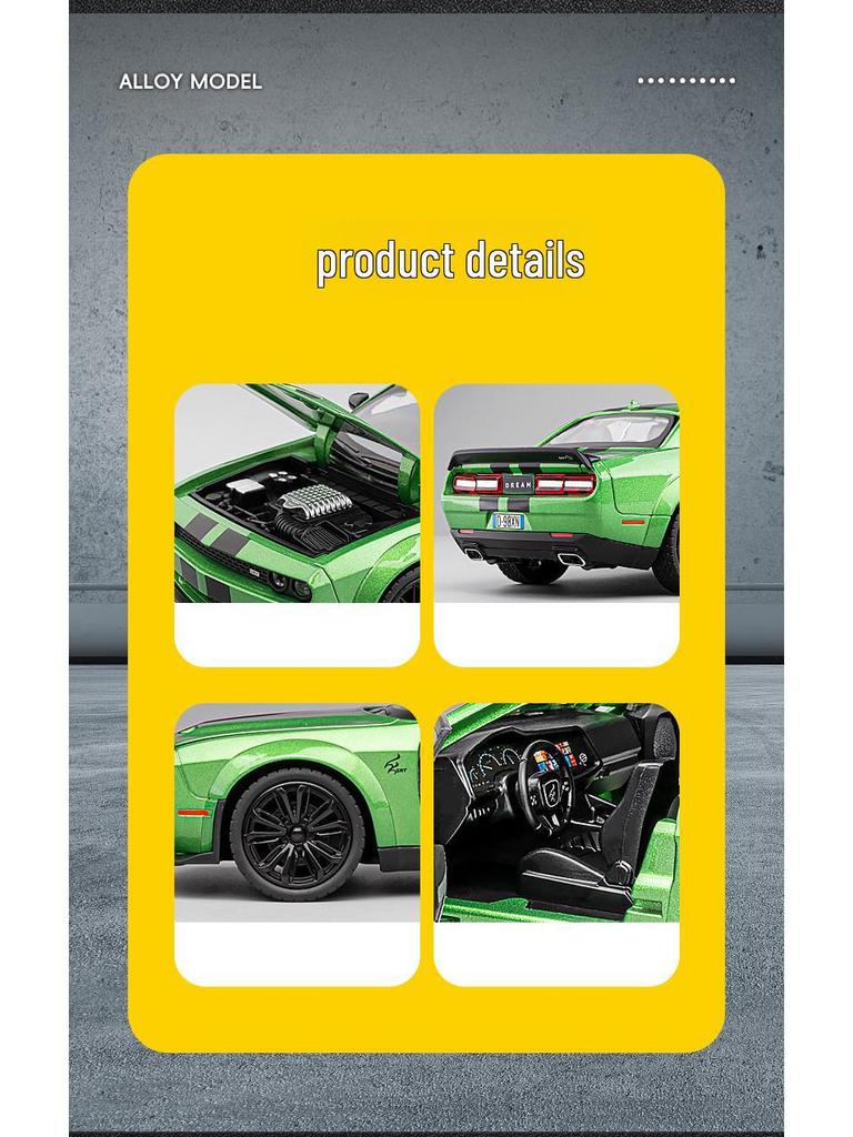 Jiaye 1:22 Dodge Hellcat Demon Eye Alloy Car Model with Sound, Light, and Pull-Back Four-Wheel Shock Absorbers