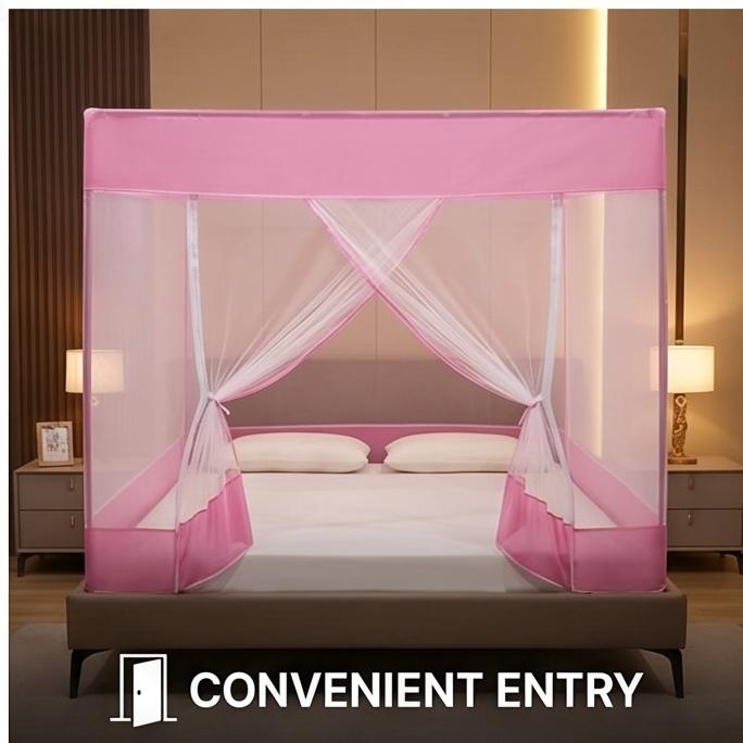 Nova Mosquiteira Yurt Completa Sem Instalação Anti-Queda com Base Completa para Camas de 120/150/180/200cm, Segura para Crianças e Bebês, Uso em Quarto de Casa