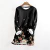Women's Fashionable Printed Round Neck Long Sleeved Plush Warm Pullover Top