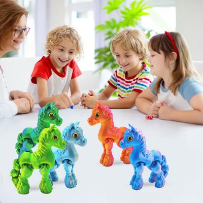 3D Printed Horse Fidget Toy Pony Figurine with Movable Joints Flexible Articulating Animal Model Statue Decoration Ornament
