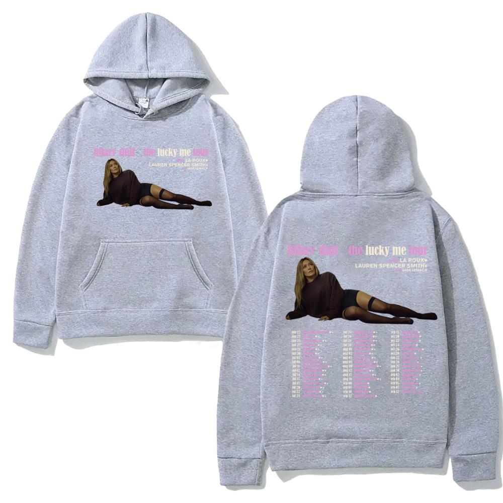 Hilary Duff  Hoodie The Lucky Me Tour for 2026 Hip Hop Graphic Printing Hoody Fashion Classic Soft Punk Hooded Pullovers Fleece