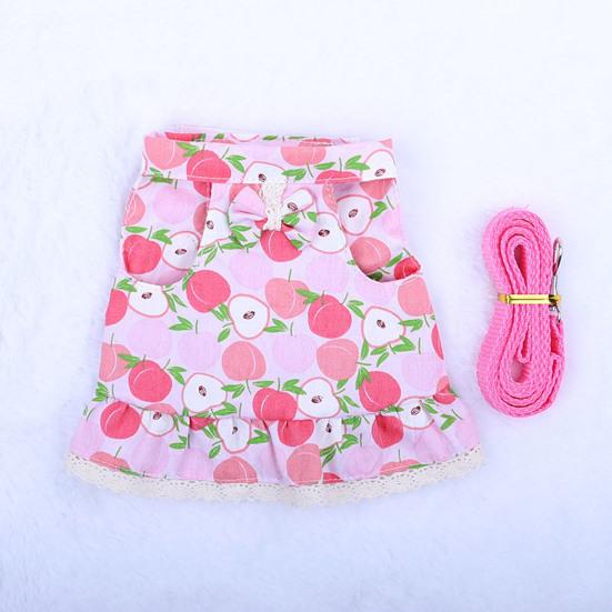 1 Set Kaninchen Kleidung Leine Spitze Saum Bowknot Pfirsich Druck Haustier Kaninchen Hamster Zugseil Pet Liefert