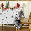 Christmas Trees Buffalo Plaid Black Rectangle Tablecloth Dining Room Decor Waterproof Tablecloth For Table Xmas Party Supplies