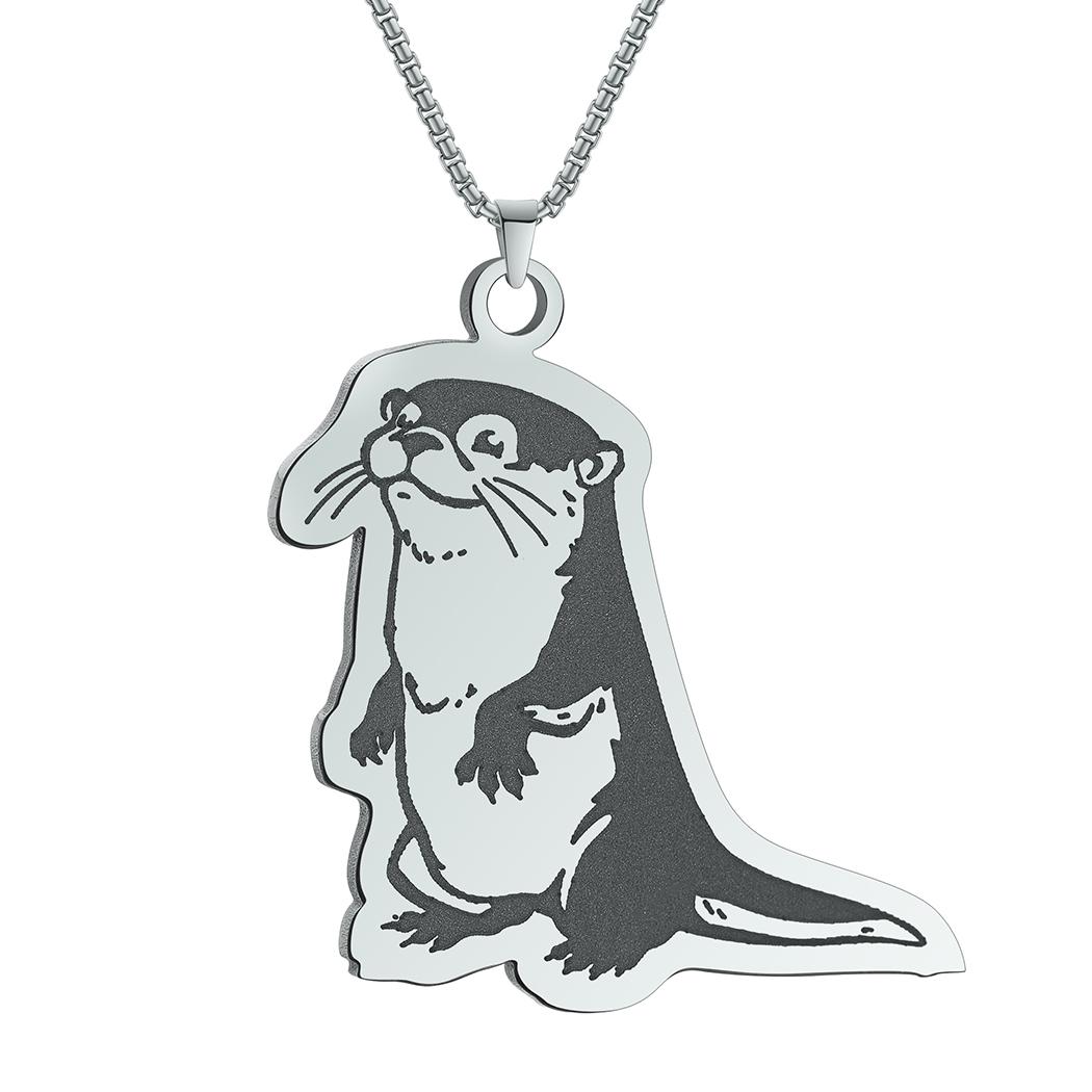 

Kinitial Stainless Steel Curious And Cute River Otter Necklace Women Girls Animal Pendant Necklace Gift