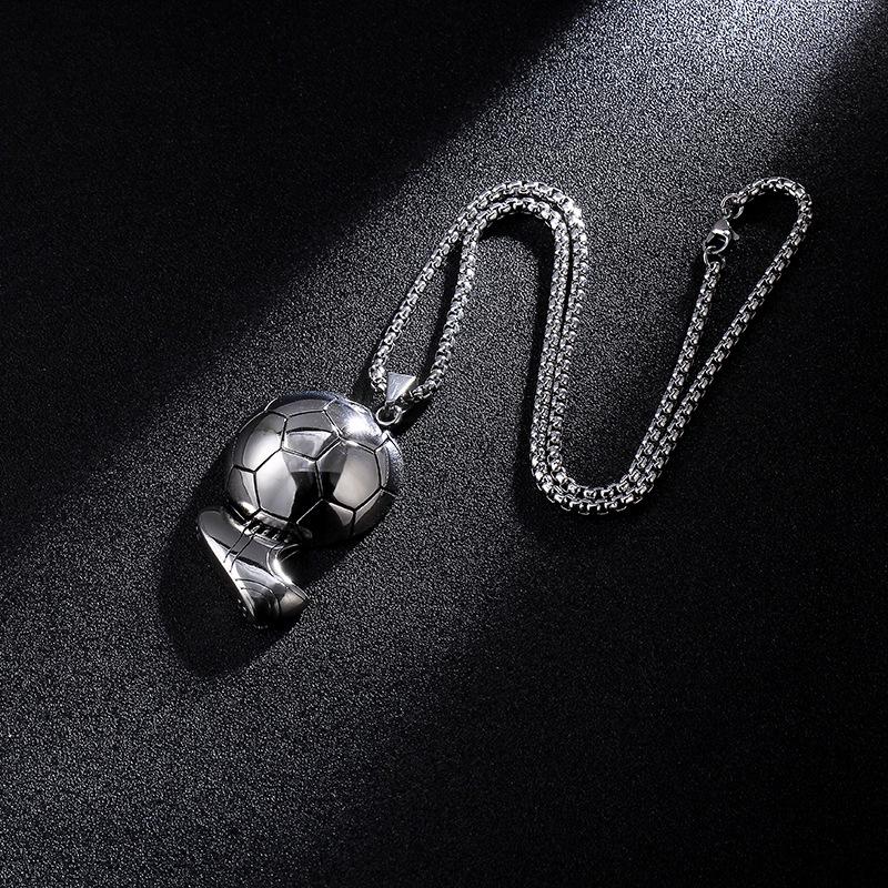 2025 Stylish Men's Retro Football Pendant Necklace with Stainless Steel Chain