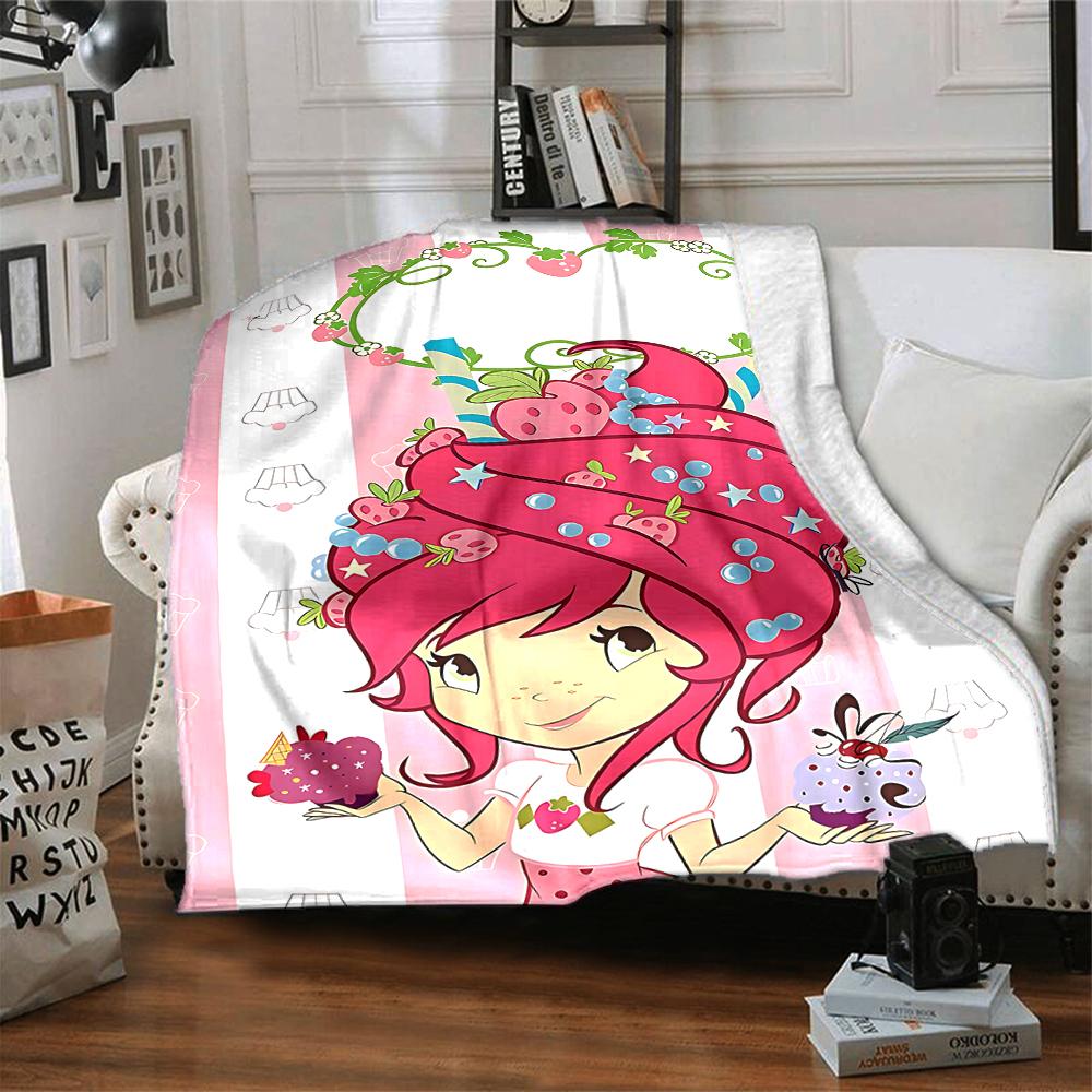 1Pc Strawberry Shortcake Party Blanket For Couch Bed Plush Cozy Fuzzy Blanket Super Soft Warm Blankets For Fall And Winter 0918252
