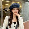 Women S Vintage Polka Dot Beret Hat Large Size Fashionable Painter Cap