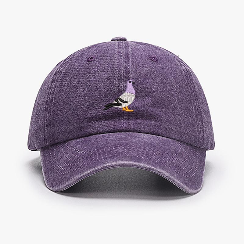 

Embroidery Pigeon Spring vintage Baseball caps Men Women Water Washed Sunscreen Sun Hat Sports Fishing Sunshade Dad Hat Adult (54-60cm) фиолетовый