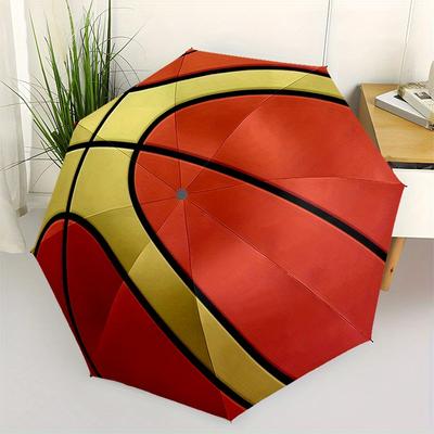 Lebendiges Basketball-Design WandaufkleberRegenschirm, Tragbarer 3-fach Regenschirm für Damen & Herren, Weihnachtsgeschenk ES244