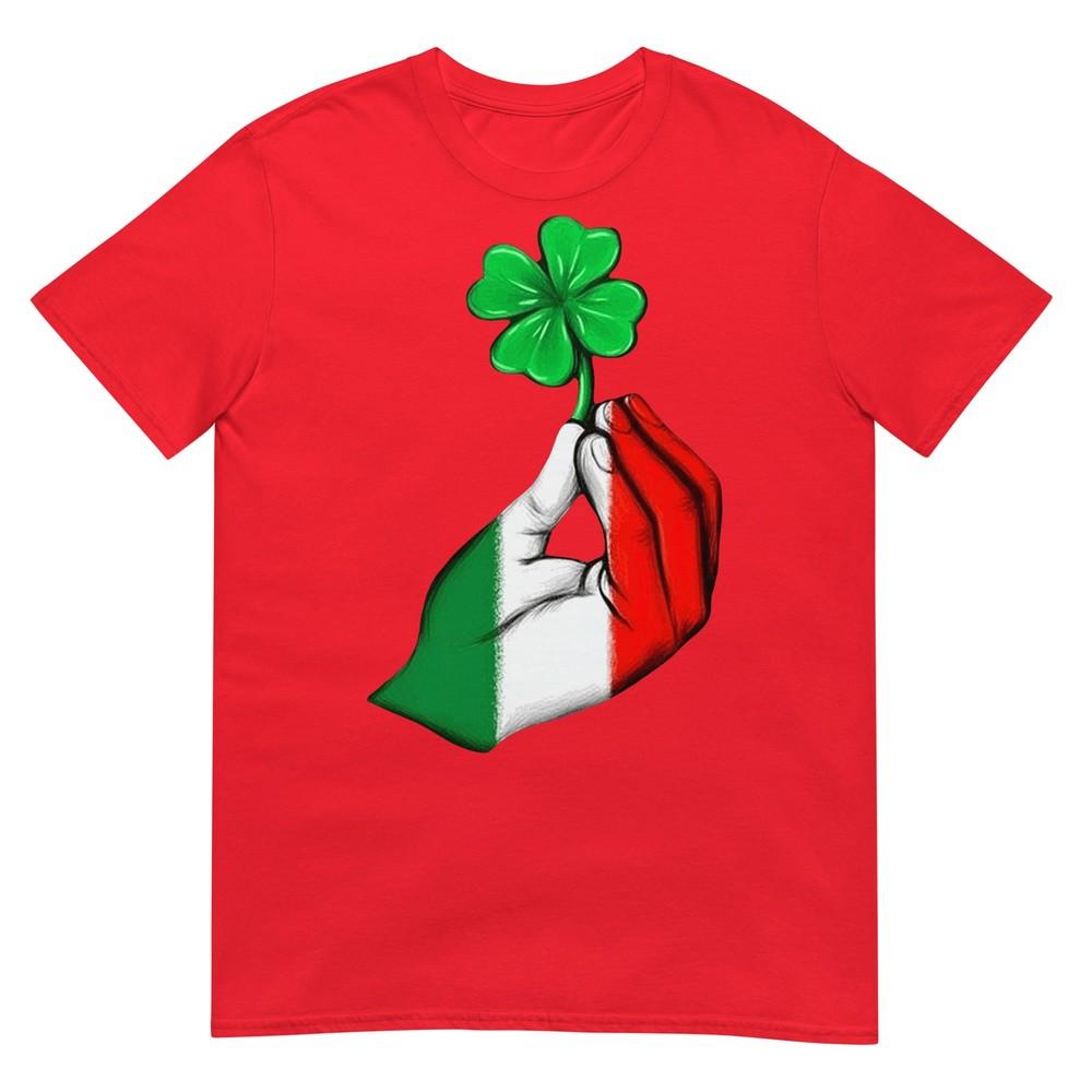 Pinched Hand Clover Italian Flag St Patricks Day Shamrock Tshirt S
