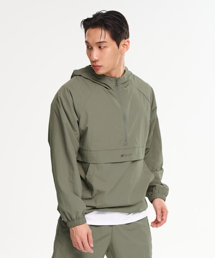 Lazybee Camp Multisport Running Windbreaker Anorak Hooded Zip-Up Jacket Top M Khaki