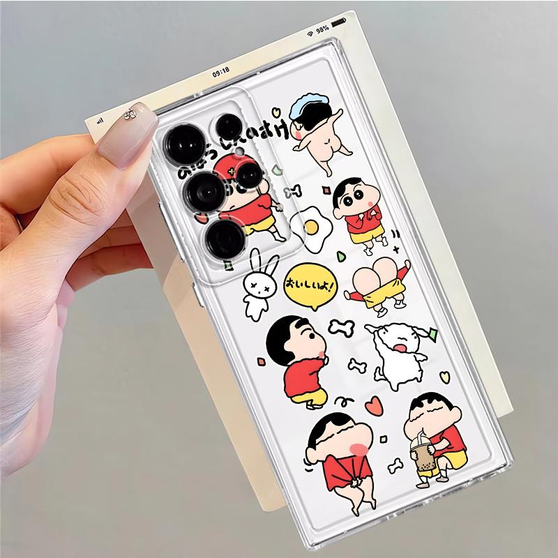 Case for Samsung Galaxy S26 Note 20 Ultra 10 S24 S22 FE S25 Edge S20 Plus S21 S23 Ultra Phone Cover Crayon Shin Chan Cartoon