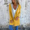 Fashionable Solid Color Long Sleeved Pocket Casual Sweater Cardigan Hooded Jacket