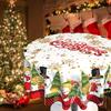 WTEMPO Świąteczny Okrągły Drukowany Obrus Świąteczny Obrus na Stół na Imprezę w Pomieszczeniu i na Zewnątrz Akcesoria Kuchenne Prezent Świąteczny, Świąteczne Dekoracje Domowe