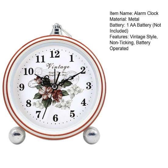 Vintage Metall Analoger Wecker Großes Display Tickenlos Leise Batteriebetrieben Schlafzimmer Retro Schreibtisch Quarz Uhr Kinder Schüler Geburtstagsgeschenk