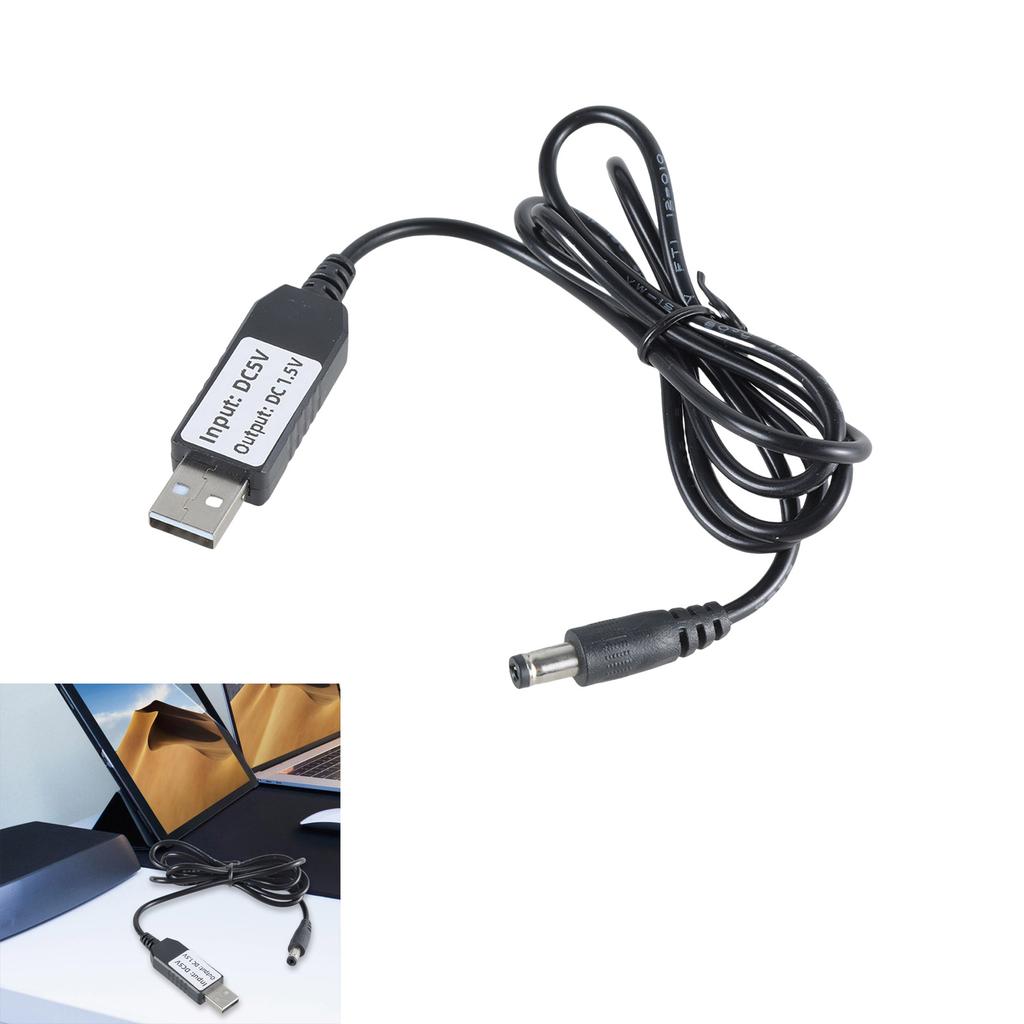 Compact USB 5V to 1.5V 5.5mmx2.1mm DC5521 Plug Charging Cable Power Wire for 1.5V LED Light Watch Toy Clock