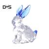 Faux Crystal Rabbit Figurine Transparent Collectible Rabbit Statue Glass Art Animal Ornament Bunny Sculpture for Home Office Desk Car