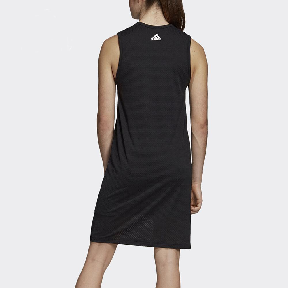 Adidas Logo Pattern Sports Casual Breathable Sleeveless Dress Women Dresses Black DT7160