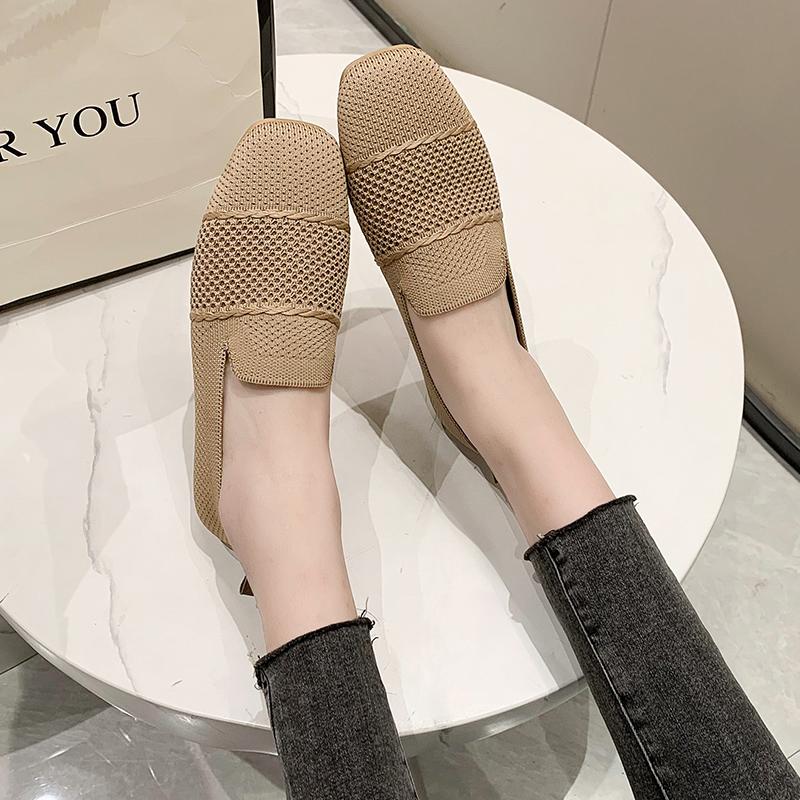 New Summer Female Mesh Square Toe Breathable Women Shoes Fashion Hollow Out Ladies Casual Flat Shoes for Women Zapatos De Mujer
