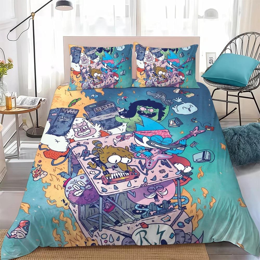 Fashion Funny R-Regular Show Bedding Set Duvet Cover Pillowcase Bedroom Decoration Youth Kids Girl Boys Full Size Birthday gift