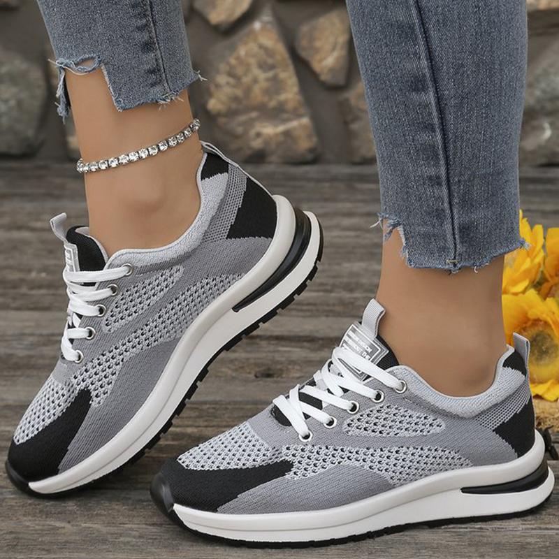 Fashion Breathable Mesh Sneakers for Women Spring Autumn Comfortable Lightweight Running Sports Shoes Woman Lace-Up Platform Female