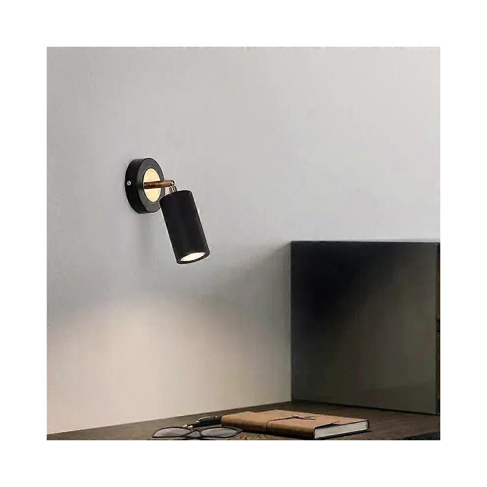 (warm light, Black) Bedside Wall Lamp Reading Light Simple Modern Bedroom Small Spotlights Minimalist Creative Rotating Hotel Corridor Wall Lamp