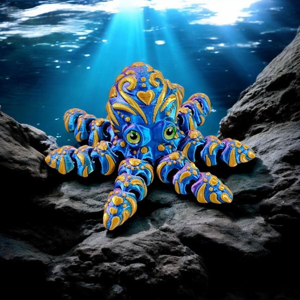 Cartoon 3D Printed Octopus Model Realistic Octopus Sculpture 3D Printed Octopus Toy  Children
