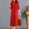 Knitted Dress for Women Autumn and Winter Long Loose Sweater Dress Half High Collar Jacquard