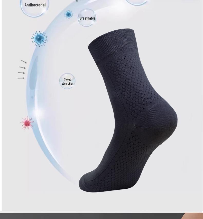 Ginger Graphene Men's 7th Gen Antibacterial Business Mid-Calf Socks, Breathable, Sweat-Absorbent Cotton for Autumn/Winter