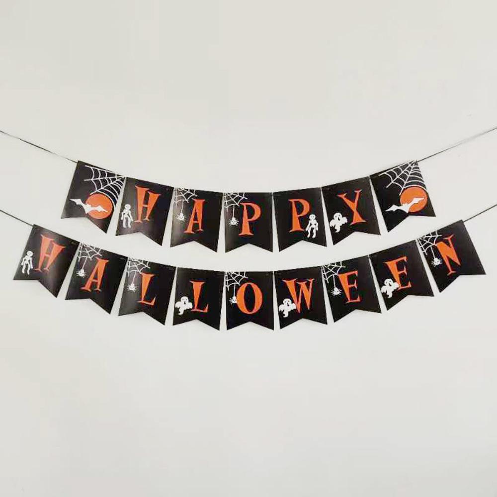 Halloween Buchstaben Zugflagge Happyhalloween Banner Festival Hängeflagge Halloween Skelett