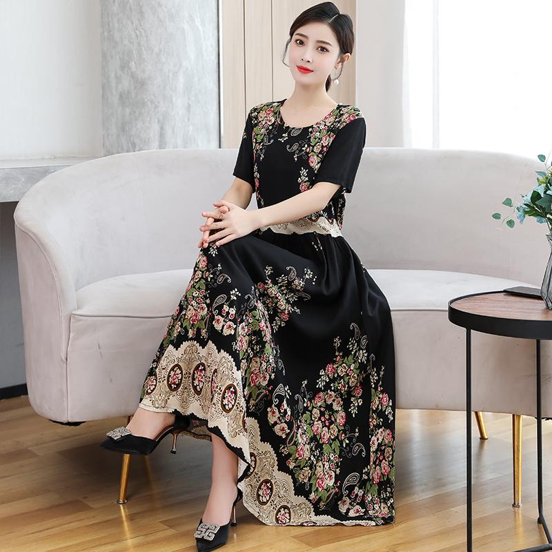 

Летние элегантные длинные платья больших размеров для женщин, женские летние платья с короткими рукавами 5XL