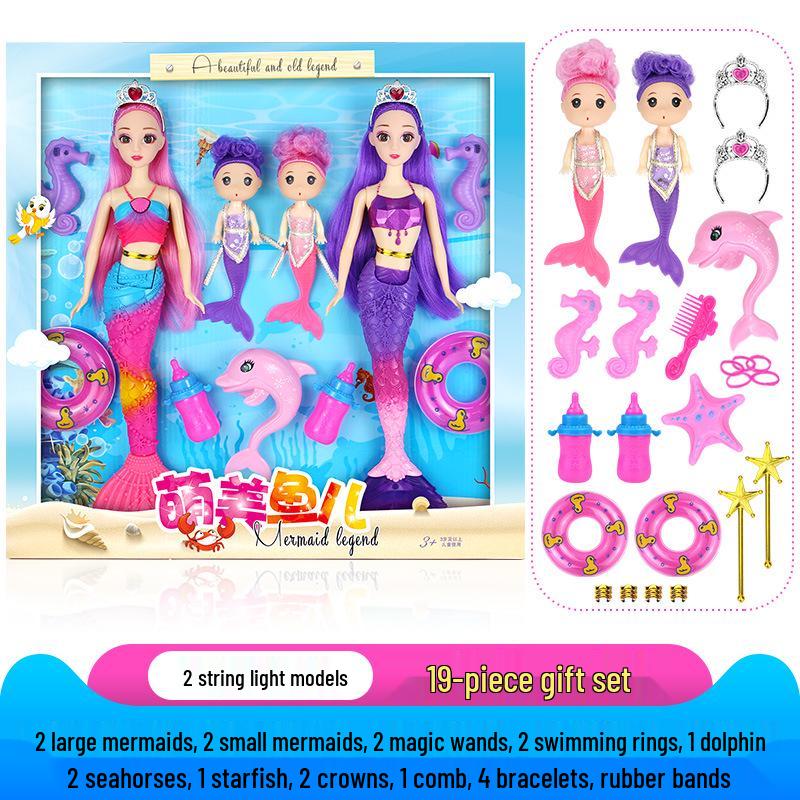 Set Păpușă Prințesă Sirenă Joc de Rol cu Lumini și Muzică – Cadou Perfect de Ziua de Naștere pentru Fete