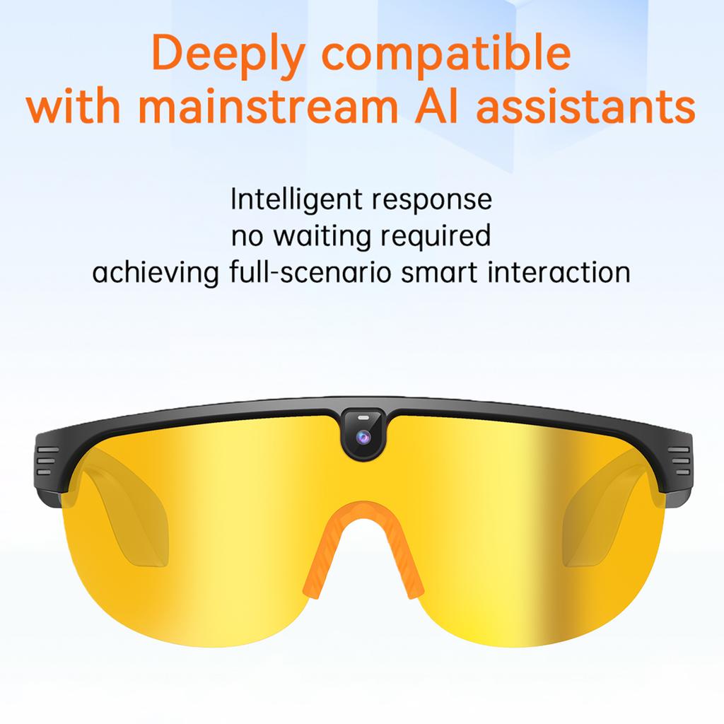 Wireless BT Sunglasses Image Stabilization Anti-Glare Protection Goggles Video Recording Protective Goggles for Hiking Camping