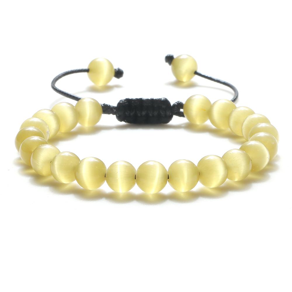 8mm náramek z kamenných korálků z tygřího oka Nastavitelné náramky z pleteného lana Přírodní lávový kámen Muži Ženy Náramky pro léčení jógy