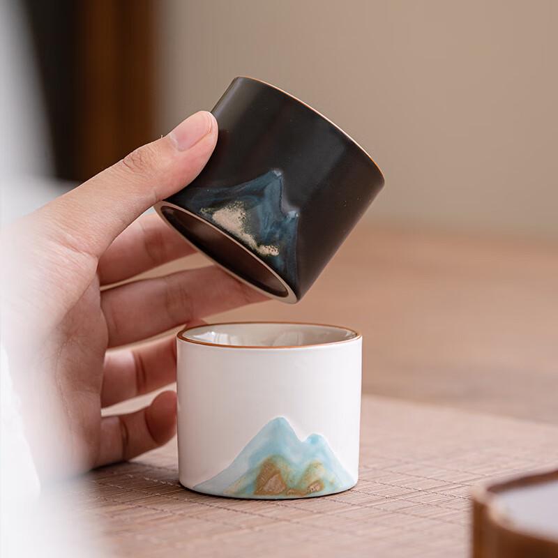 Shangqi Hand-Painted Mountain Ceramic Tea Cups Set