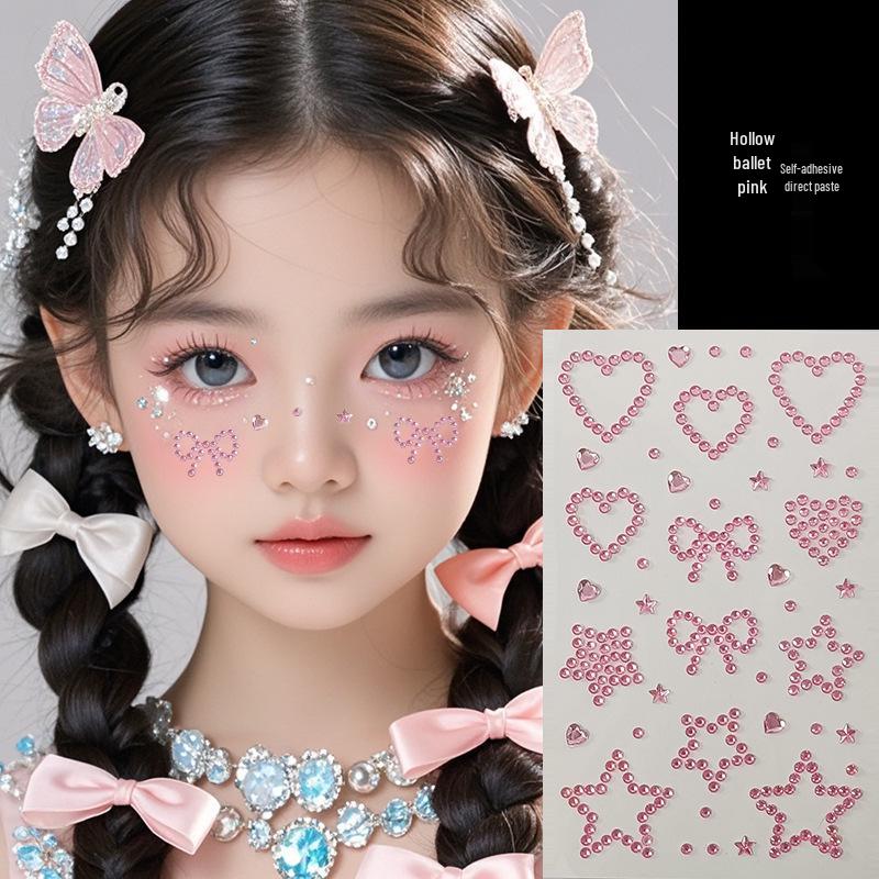 

Princess Style Crystal Bowknot and Star Heart Stickers for Girls фіолетовий