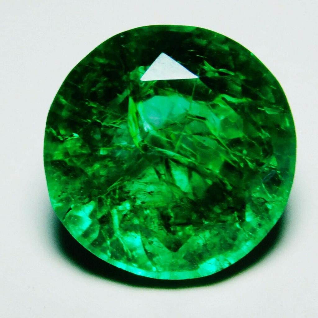 7.2 Ct Natural Emerald Untreated Green Colombian Round Cut CERTIFIED Gemstone