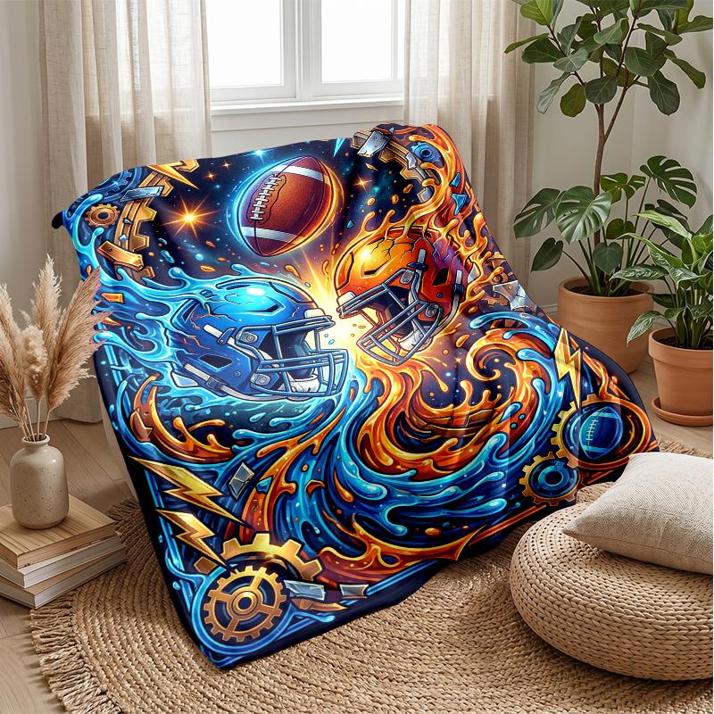 Football Fusion Art 1 Theme blanket Lightweight Warm Flannel Blanket Decorative Throw Blanket for Home Decoration