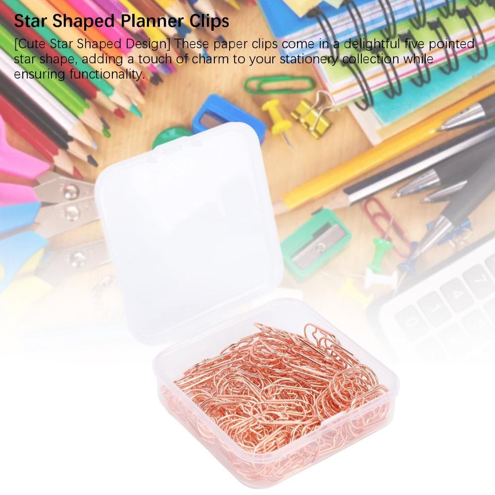 

100 Pcs Silver /Rose Gold Star Shaped Paperclips Stainless Steel Paper Clips Note Taking рожевий колір золота