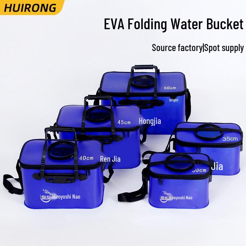 Multifunctional Live Fish Bucket - Folding EVA Tackle Box with Integrated Fish Protector for Wild Fishing