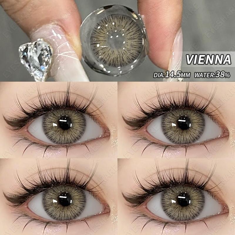 EYESHARE Brown Colored Contact Lens Natural Soft Contact Lenses for Eyes Fashion Decoration 14.2mm Yearly 2pcs=1 Pair