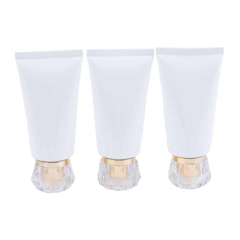 3Pcs 50/100Ml White Empty Cosmetic Squeeze Tubes Travel Dispensing Tubes Refillable Containers For Lotion Cream Facial Cleaner