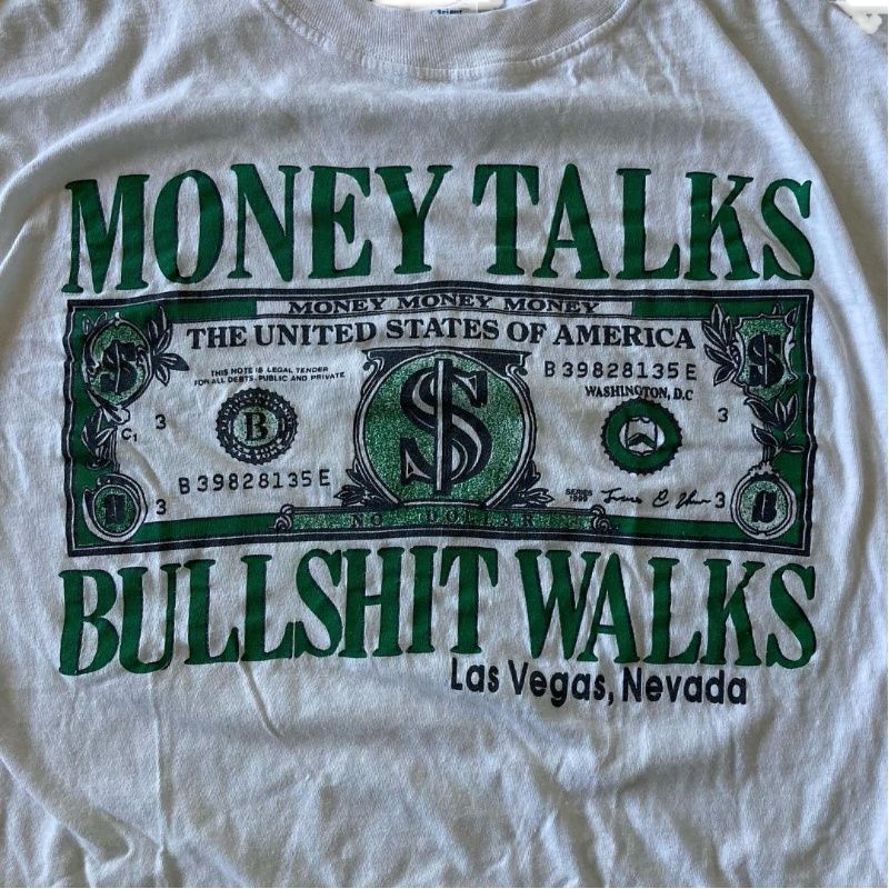 American Money Forever Retro Amis Kaki White Large Round-neck T-shirt for Men and Women, Trendy Brand Half-sleeved T-shirt