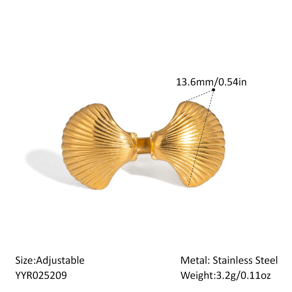 2025 Summer Ocean Rings For Women Gold Color Stainless Steel Shell Starfish Charm Figure Accessory