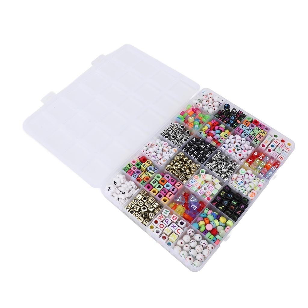 24 Types Letter Beads Set Bracelet Making Colorful Alphabet Letter Beads with Elastic Cord for Jewer