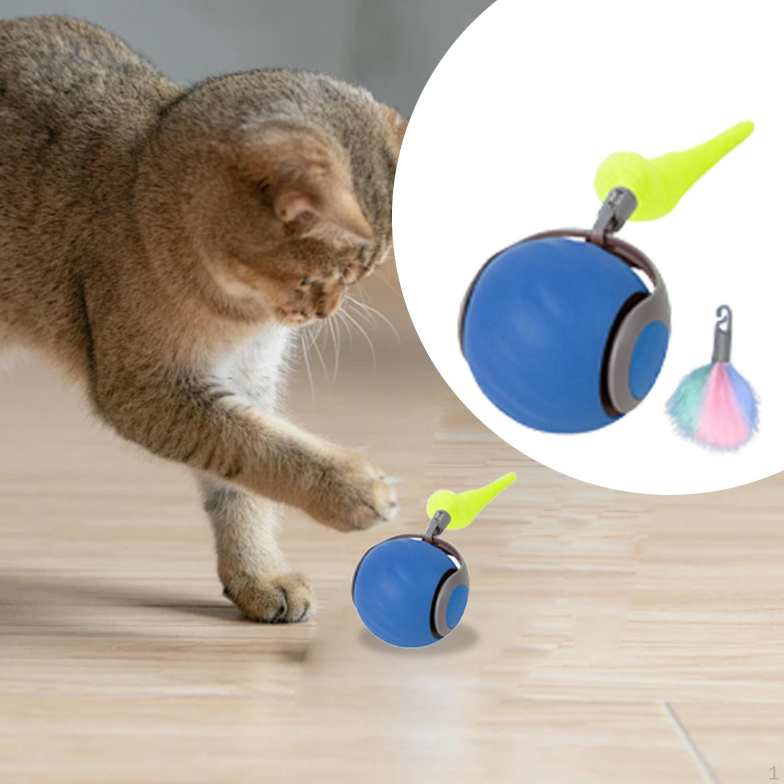 

Интерактивная игрушка-мяч для кошек, автоматическая тренировка в помещении, легкая, смешная, движущаяся, катящаяся синий