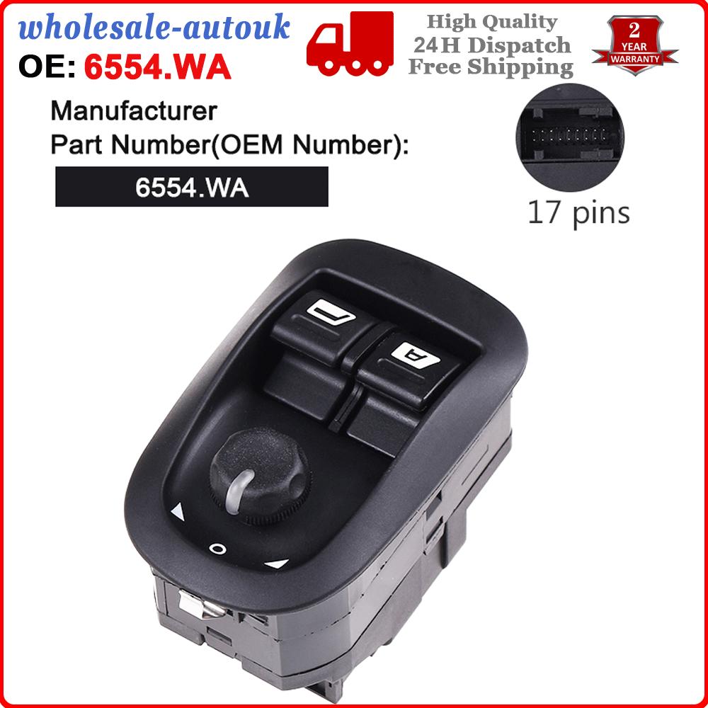 6554.WA For Peugeot 206 306 Electric Power Window Switch Mirror Button Control
